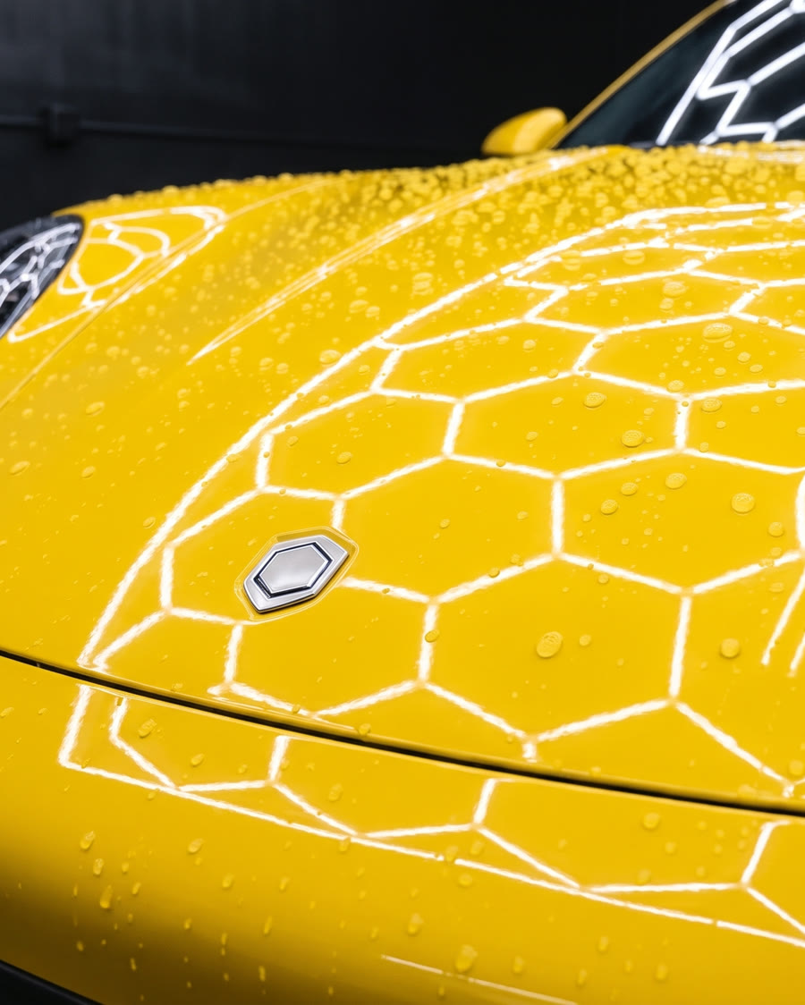 Water beading on waxed paint